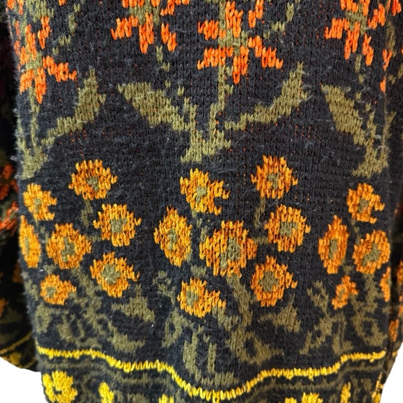 Vintage 80s Lindsey Blake Sweater Floral Chenille Wool Blend Italy Size Medium - Picture 4 of 11